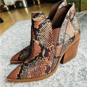 Vince Camuto Brown Snakeskin Ankle Booties